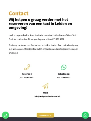 Website Budget Taxi Nederland