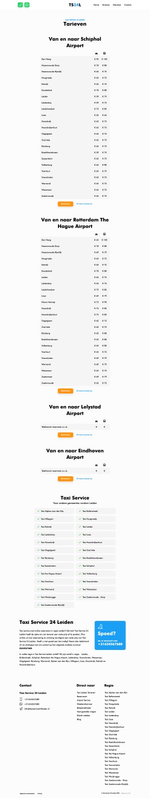 Website Taxi Service 24 Leiden
